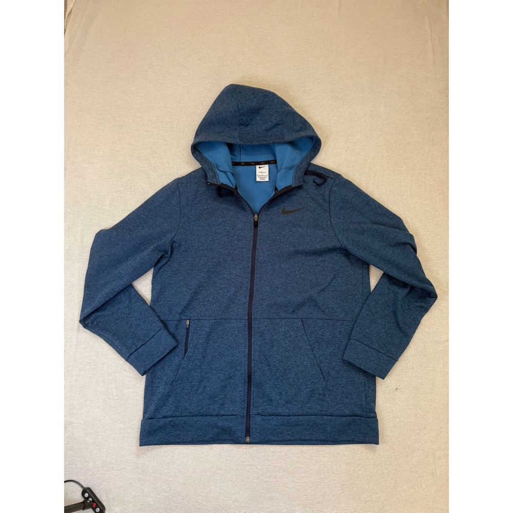 Nike Zip Hoodie Mens Large Blue Therma-FIT Fleece Jacket CU6231-452